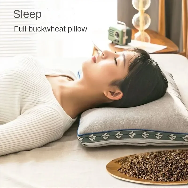 Pure buckwheat husk pillow cervical pillow adult cervical pillow