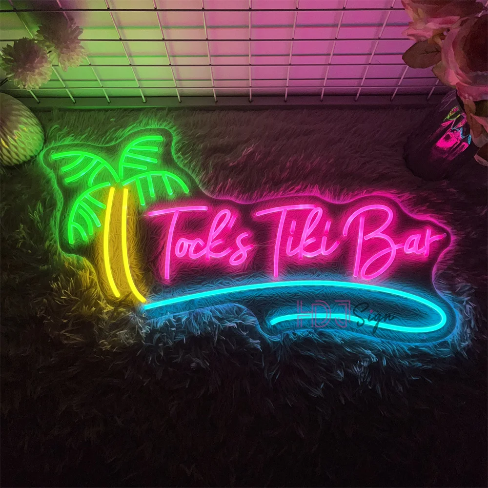 

Custom Bar Neon LED Sign Lights For Seaside Beer Bar Pub Club Party Wall Decoration Tiki Bar Neon Lights Signs Room Wall Decor