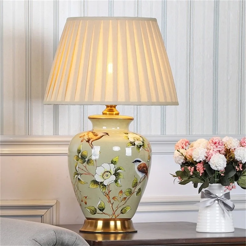TEMAR Ceramic Table Lamp Desk Light Luxury Modern LED Pattern Design  For Home Bedroom Living Room