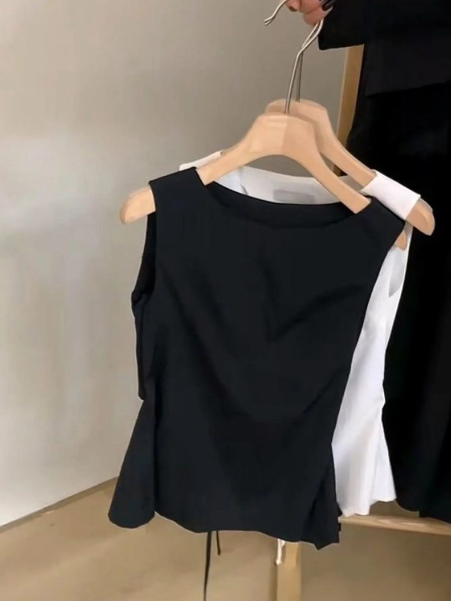 Korean Style Backless Waist-Bound Simple Vest Women's Autumn New Design Casual High-End Slimming Sleeveless Top