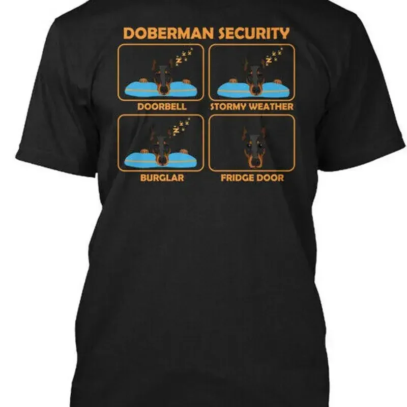 Doberman Security Doorbell Stormy Weather Burglar T Shirt Made in USA S 5XL