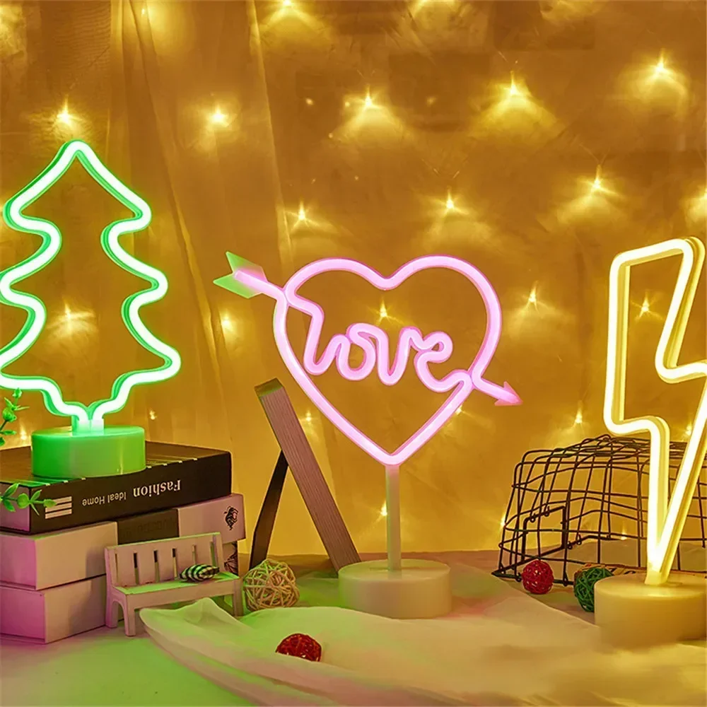 Cute Cactus Neon Sign Lights Battery & USB Powered LED Table Lamp for Party Wedding Birthday Gift Living Room Camping Home Decor