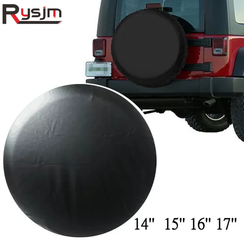 Imagen 2 del producto Cubierta Universal de cuero de PVC para neumático de repuesto, 14 "", 15"", 16"", 17 pulgadas, para Auto/remolque/caravana, funda para neumático de rueda de repuesto, bolsa protectora