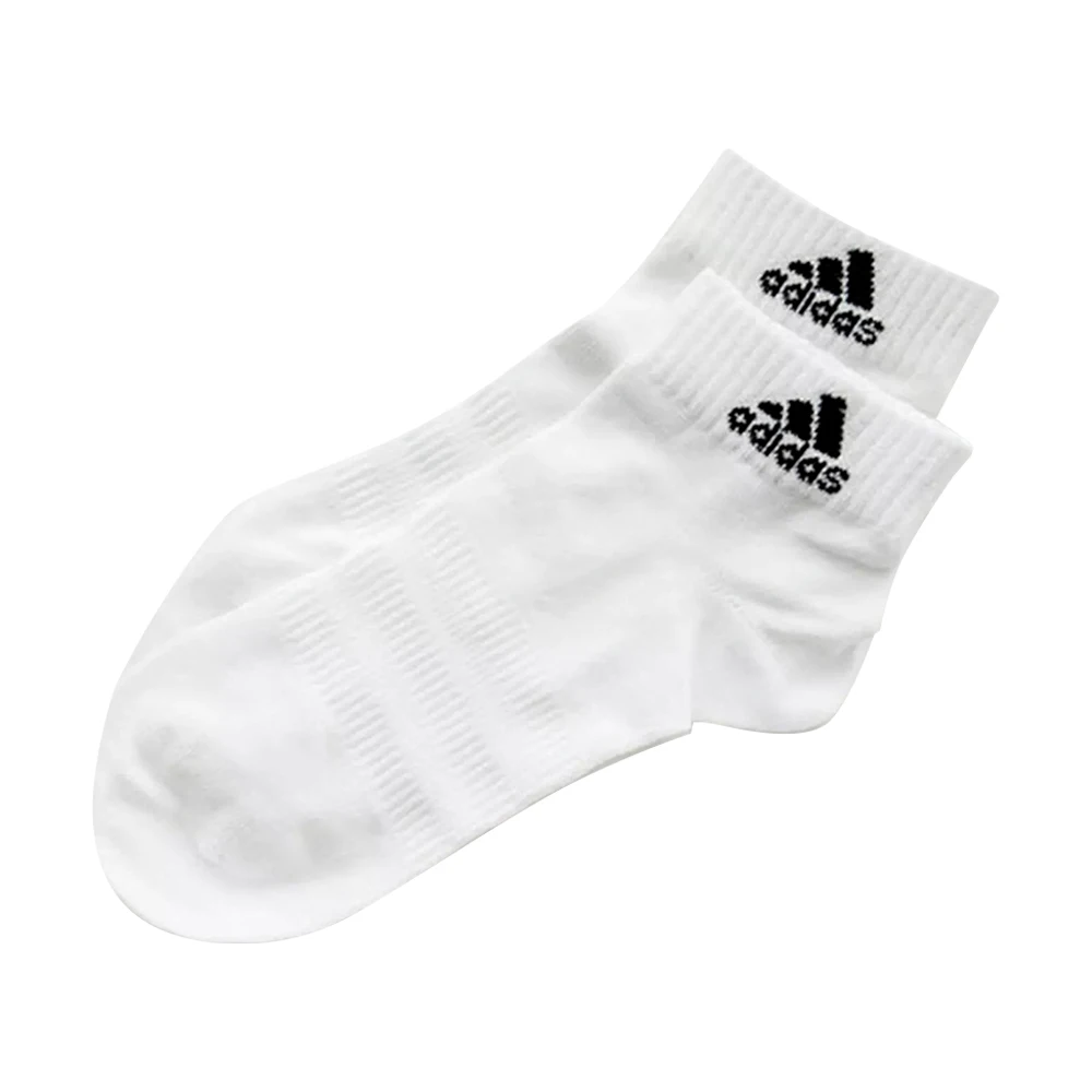 adidas White 3-Pack Thin Light Ankle Solid Color Logo Print Casual Training Lightweight Breathable Short Socks Unisex HT3468