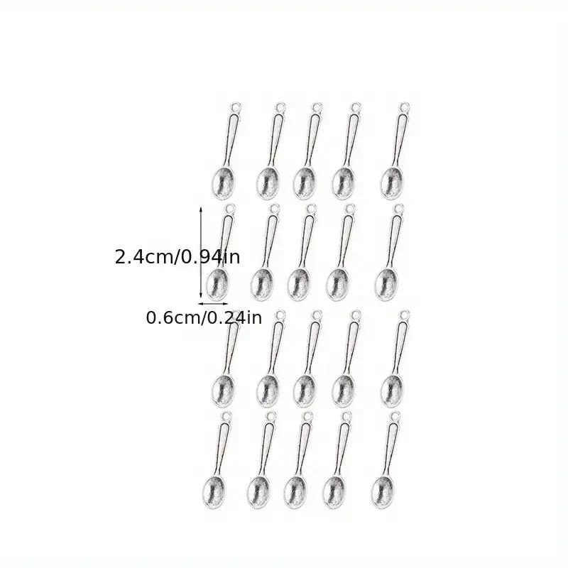 20pcs Silver Color Kitchen Cooking Spoon Charms For Women Men DIY Jewelry Making Accessories