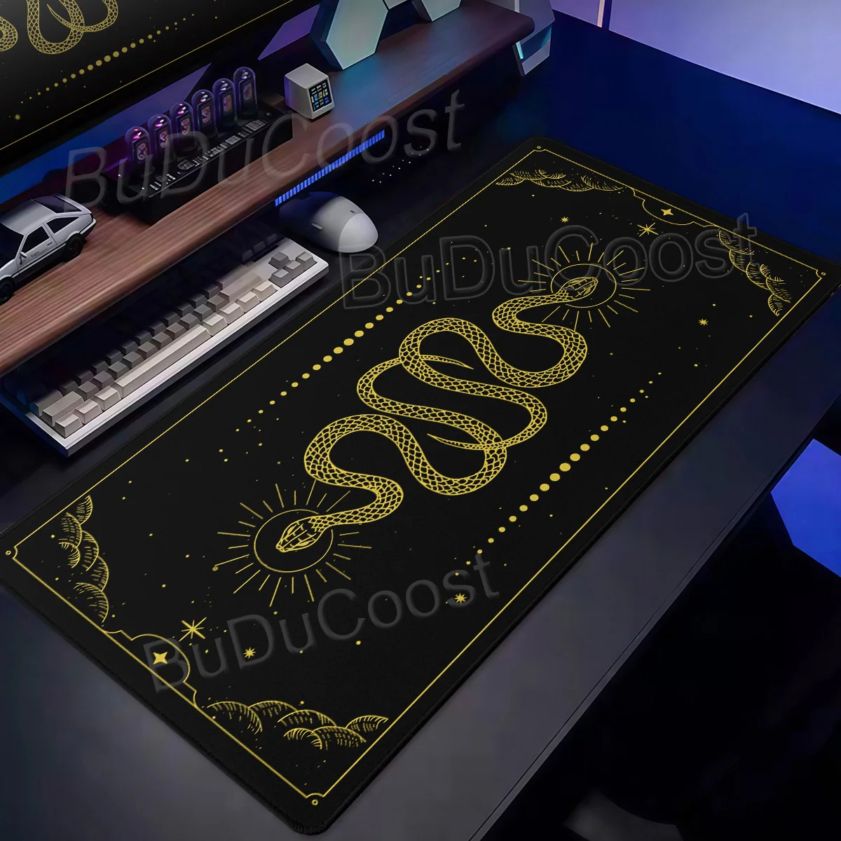 Large Bohemian Tarot Snake Mouse Pad PC Gaming Mechanical Keyboard Deskmat Rubber Non-Slip Locking Edge Home Office Accessories