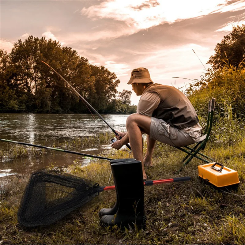 

2525+ Red Triangle Folding Copy Net 2-Section Telescopic Portable Lure Fly Fishing Hand Copy Net Fishing Tool