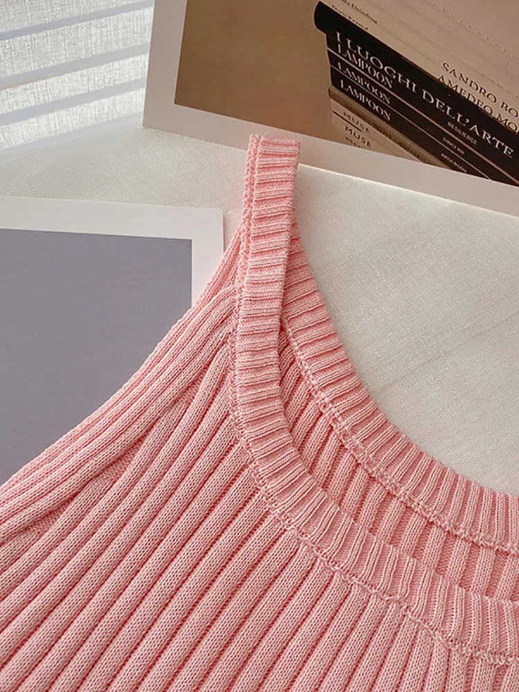 HELIAR Women Round Neck Halter Tops Knitted Off Shoulder Candy Cute Tops Camis Women Tank Tops 2024 Summer