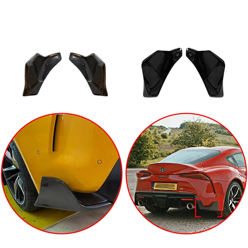 

2 Pcs/Lot For Toyota Supra 2020 2021 2023 2024 All Models Rear Wap Angle Bumper Lip Glossy Black Carbon Fiber Look Body Kit