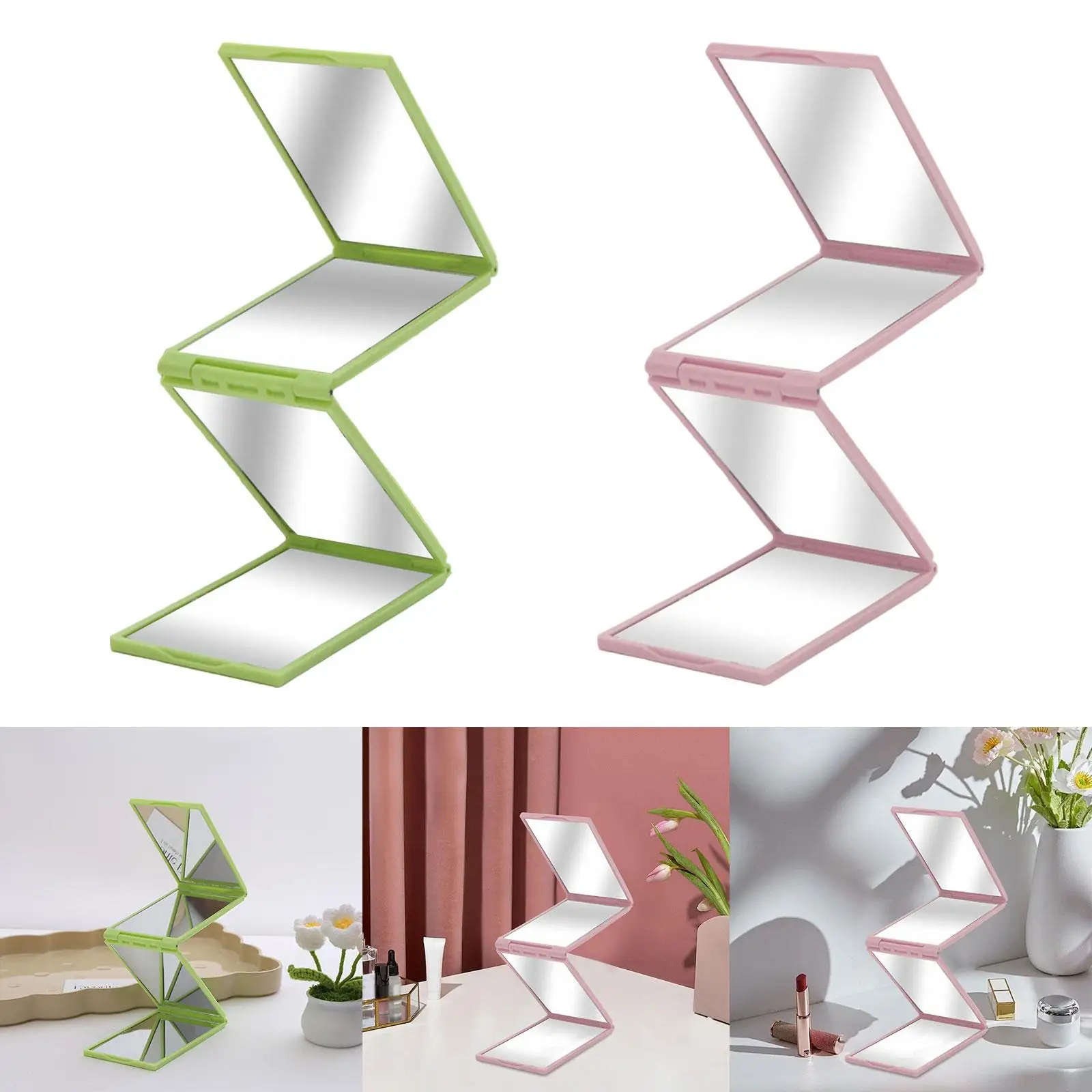 Foldable Makeup Mirror Compact 4 Ways Mirror Self Haircut Mirror for Men Women Handbag Hair Cuting Styling Vehicle Maintenance