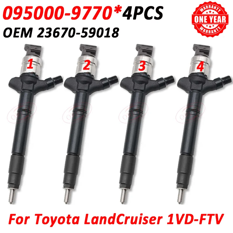 095000-9770 0950009770 New Diesel Injector 23670-59018 for Toyota Land Cruiser 1VD Nozzle 23670 59018 4PCS