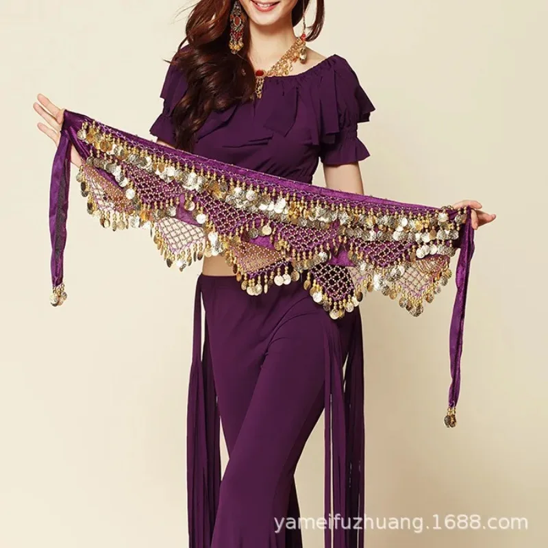 

Индийский танцевальный пояс-цепь для выступлений, платок для танца живота, пояс с золотыми монетами, восточный пояс-юбка, аксессуар