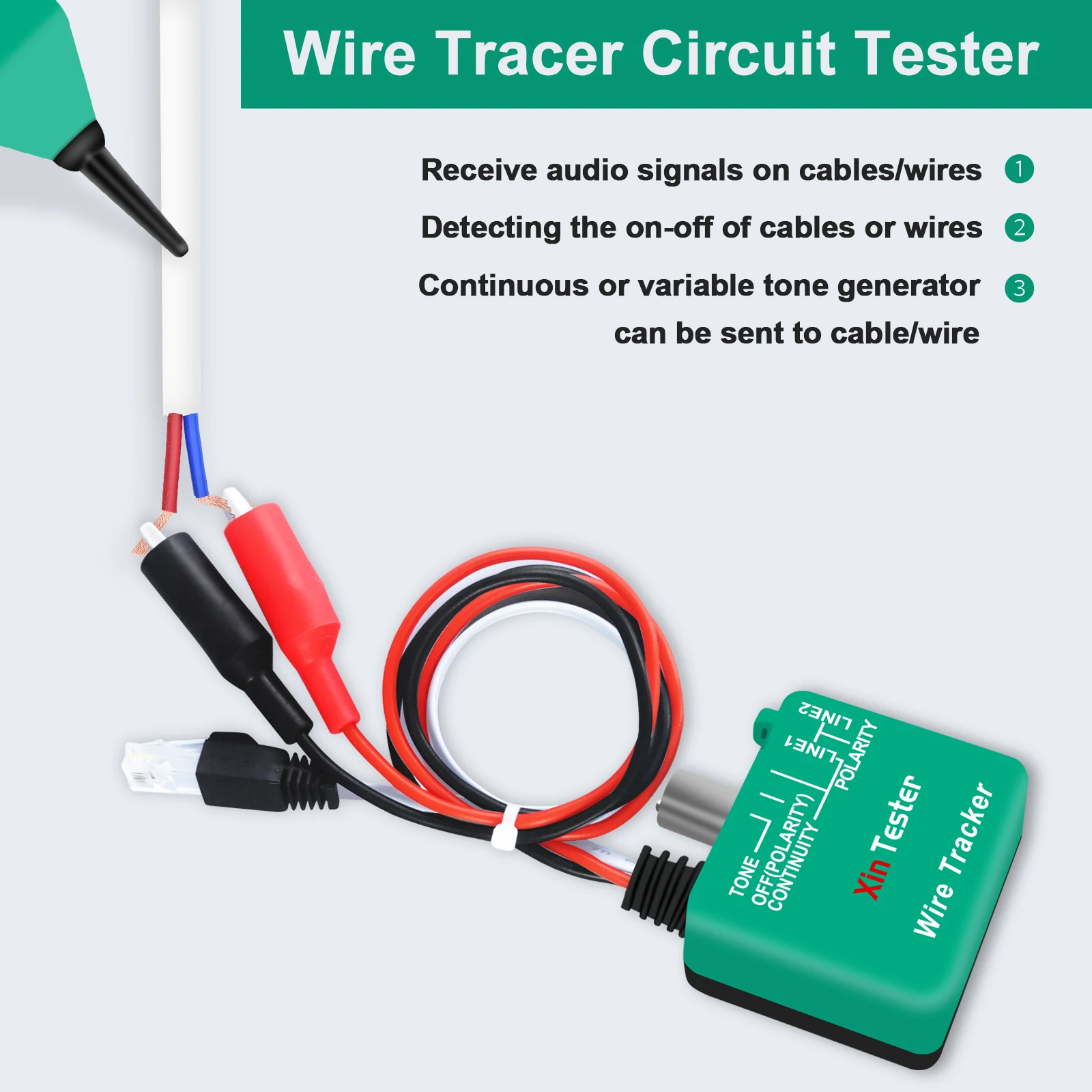 Imagem -05 - Xin-tone Kit Sonda Gerador Toner Wire Cabo Tracer Alta Precisão Cabo de Rede Jack Testers Circuito Ethernet Trace