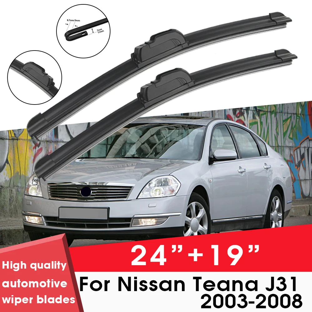 

Car Wiper Blade Blades For Nissan Teana J31 2003-2008 24"+19"Windshield Windscreen Clean Rubber Silicon Cars Wipers Accessories