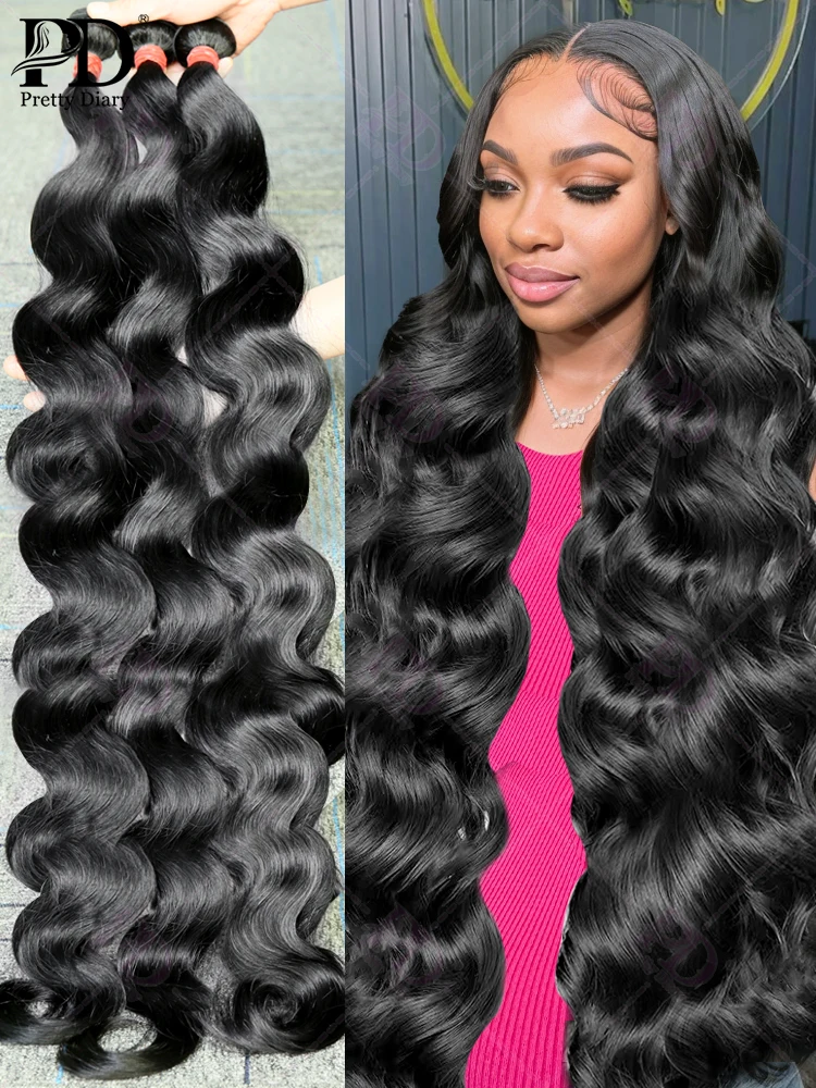 Pacotes brasileiros da onda do corpo do cabelo para mulheres, Weave ondulado, cor natural, cabelo humano cru, extensões, negócios, 30 ", 32", 40"