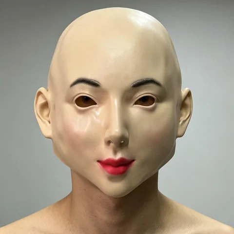 Realistic Female Mask with Makeup Female Mask Latex Halloween Mask for Cosplay Costume Party Prank