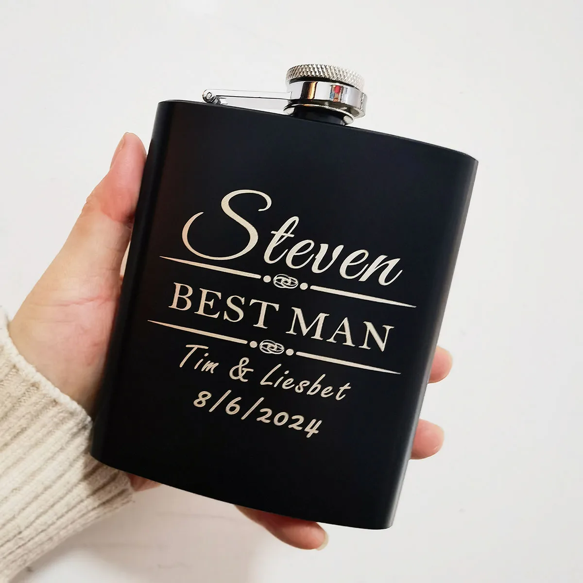 Matraz de cadera de bolsillo de 7Oz para beber con alcohol, whisky/Vodka, regalo de petaca personalizado, grabado en cualquier texto/logotipo