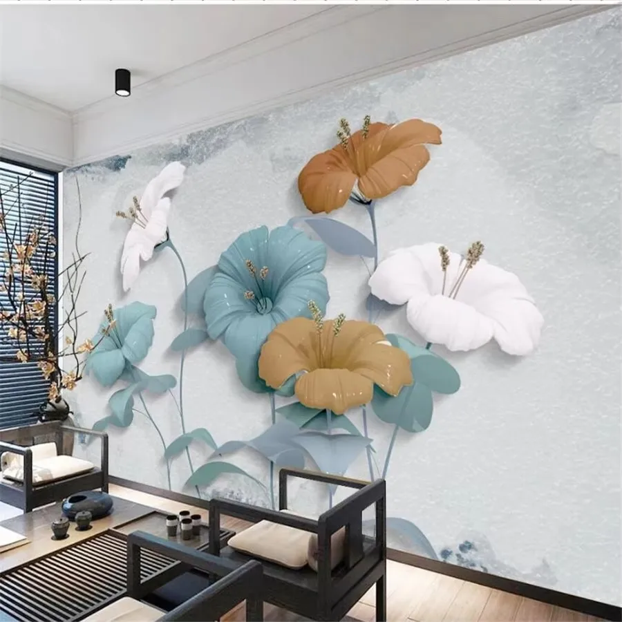 Обои на заказ, 3d фреска, изысканные ювелирные изделия в европейском стиле, цветы, papel de parede, роскошные тисненые украшения, фон с лилией, стена