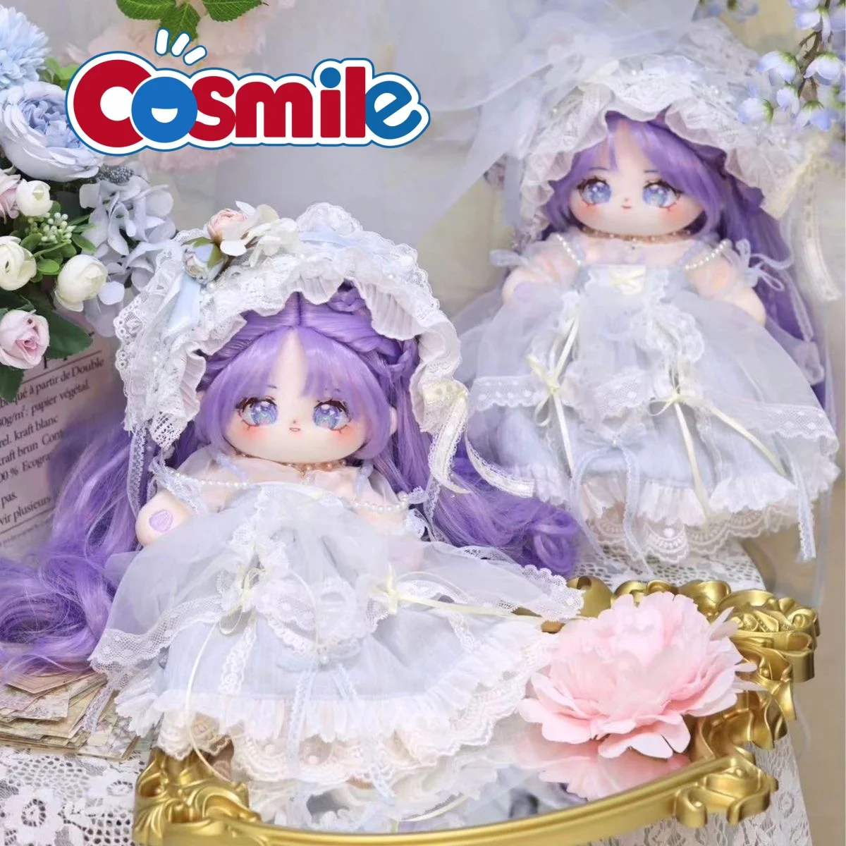 

Cosmile Lolita Pisces Purple Soft Silk Wig Girl Plush 20cm 28cm Doll Body Toy Clothes Cosplay Anime Accessories Cute PDD