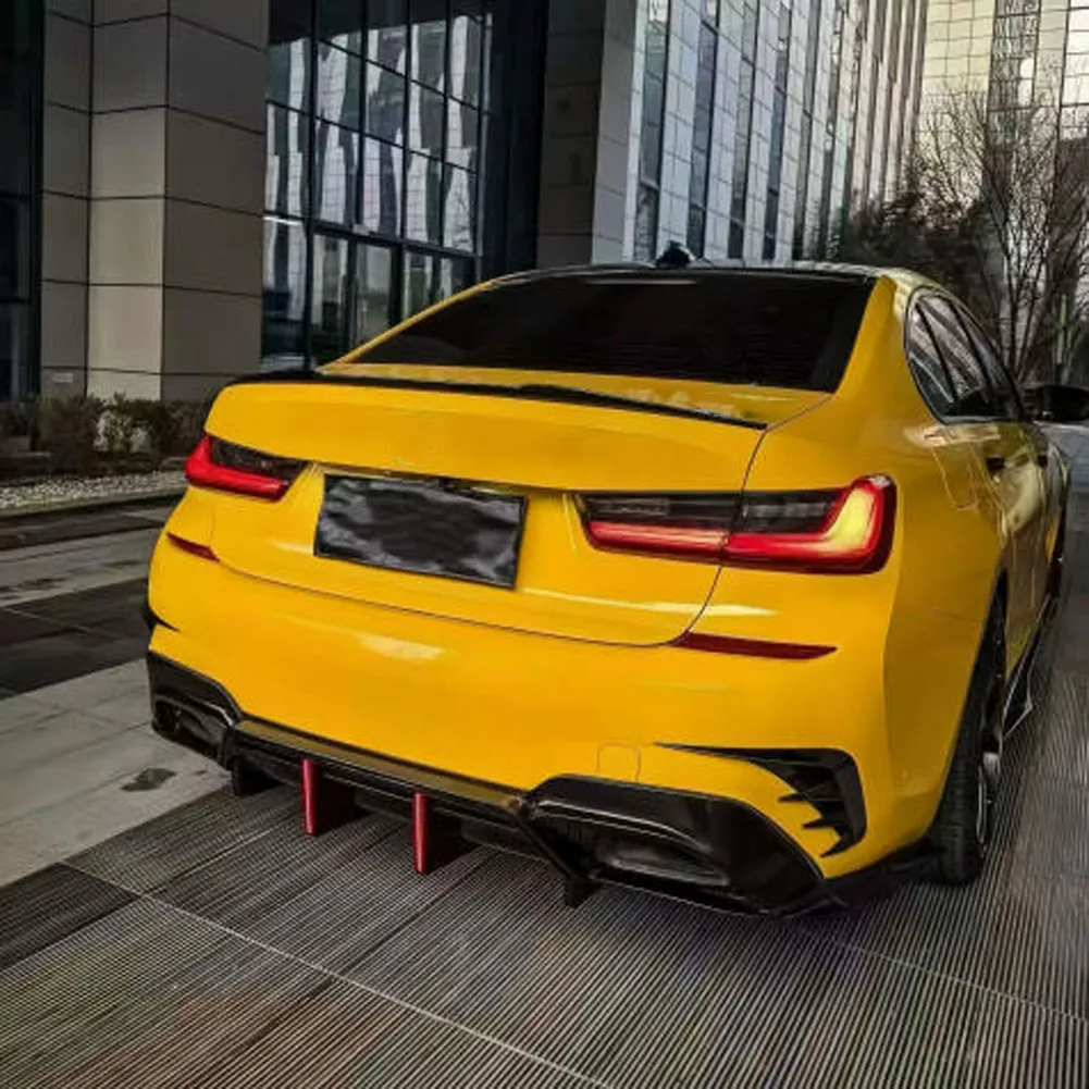 For BMW 3 Series G20 G28 2019 -2022 M Pack MP Style Rear Double Line Light Bumper Lip Spoiler Diffuser Guard Body Kit