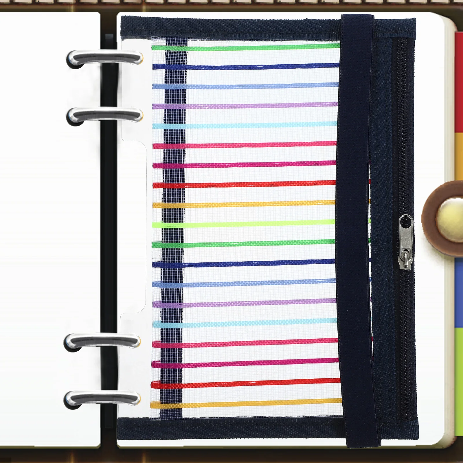 

1pc B6 Size Transparent Zipper Bag Mushroom Hole Lightweight Plastic Mesh For Loose Leaf Notebook Organizer Storage Replaceable