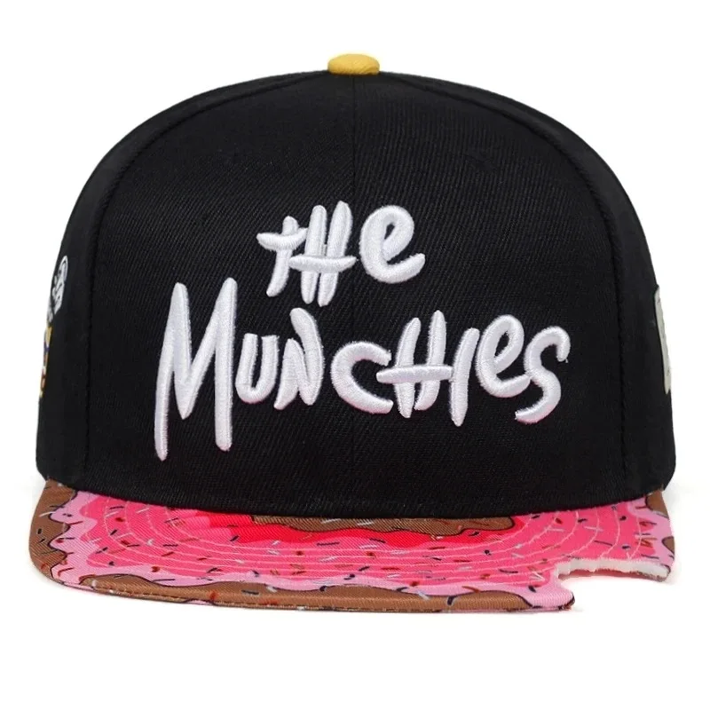 1 pc Flat hat 2024 New Donut Bite pink Embroidery Baseball hat Unisex Couple Snapback Cute Four Seasons Sunshade