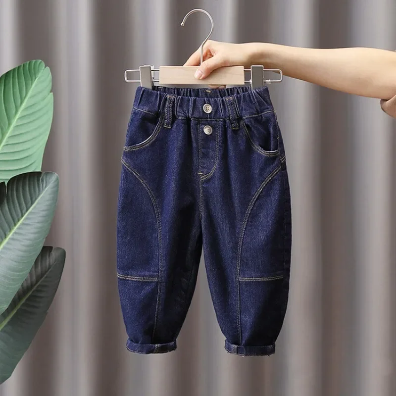 Spring and Autumn Children's Clothing 2024 Spring Boys Jeans Long Pants Haren Pants Small Children Loose and Fat Pants