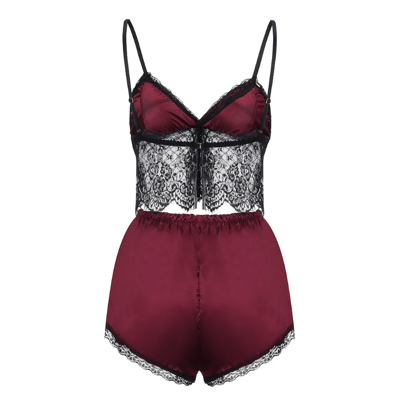 Ensemble de Lingerie Sexy en dentelle, robe de nuit pour femmes, body à cordes, bretelles réglables, ensemble 2 pièces, pyjama, Corset, vêtements Mujer