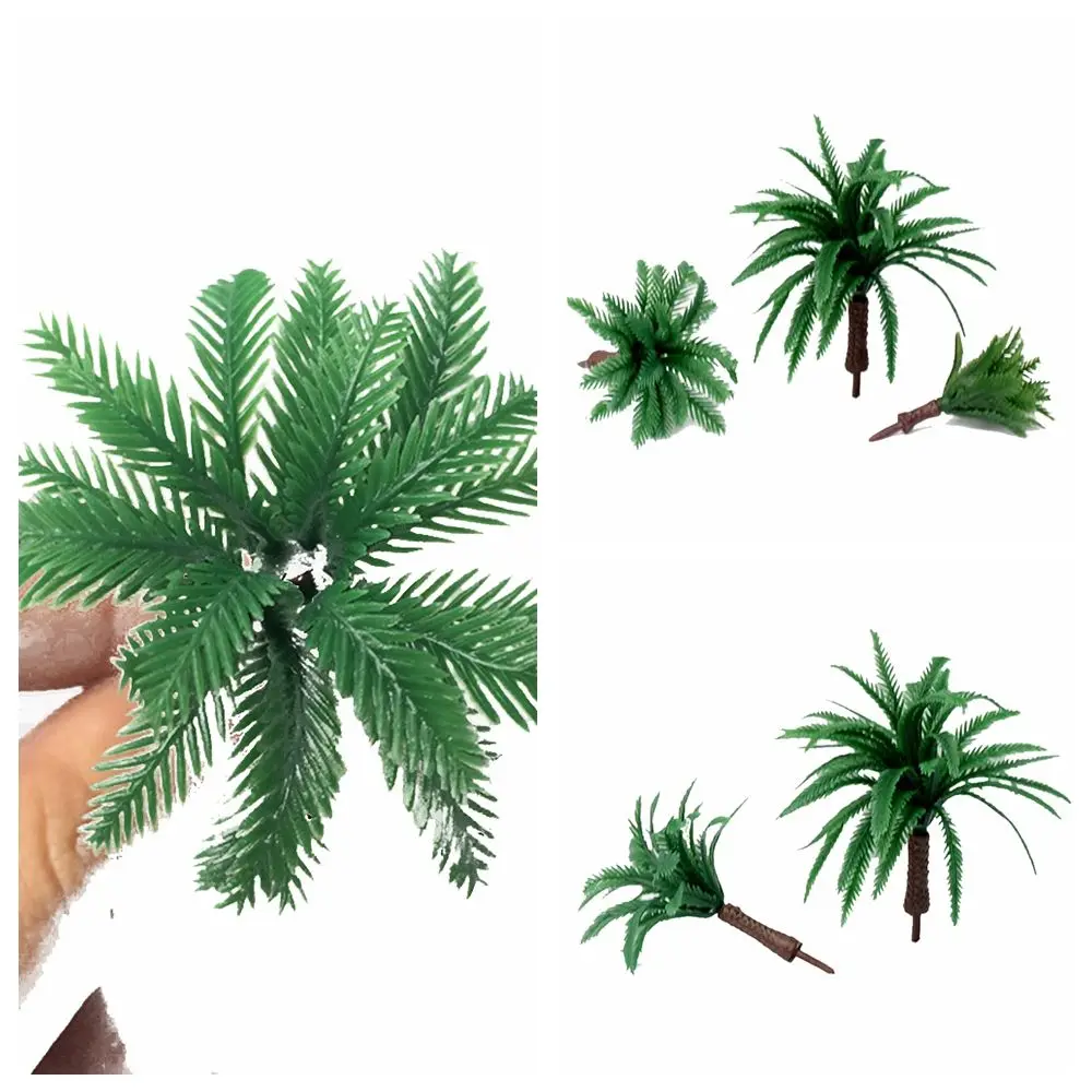 10pcs Artificial Miniature Palm Trees Scenery Layout Model Plastic Tree Train Coconut Rainforest Toys For Ho Train Layout