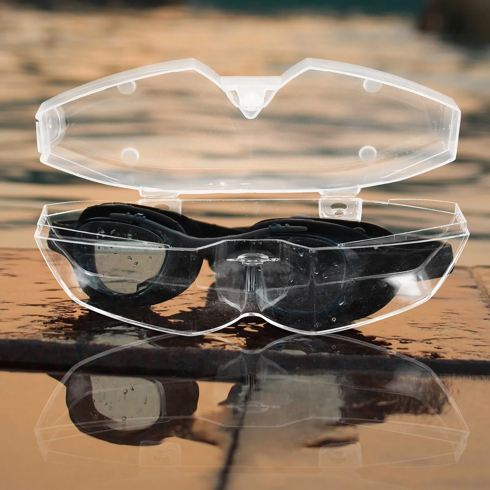 

Чехол для очков для плавания, прозрачный ударопрочный пластиковый футляр для хранения очков, портативное легкое решение для хранения очков