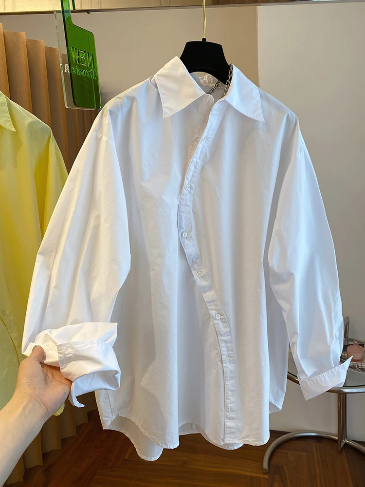 

Irregular Shirt Women Design Sense Niche Loose Long Sleeve Blouses Lazy Style Casual Versatile Simple Tops