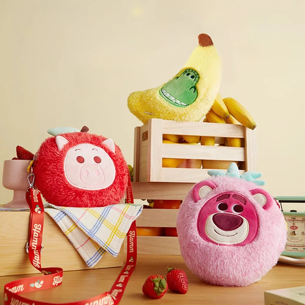 ديزني سوق الفاكهة Crossbody حقيبة قطيفة لطيف الفراولة الدب هام الخنزير ريكس ديناصور حقيبة التخزين حقيبة كتف هدية عيد ميلاد