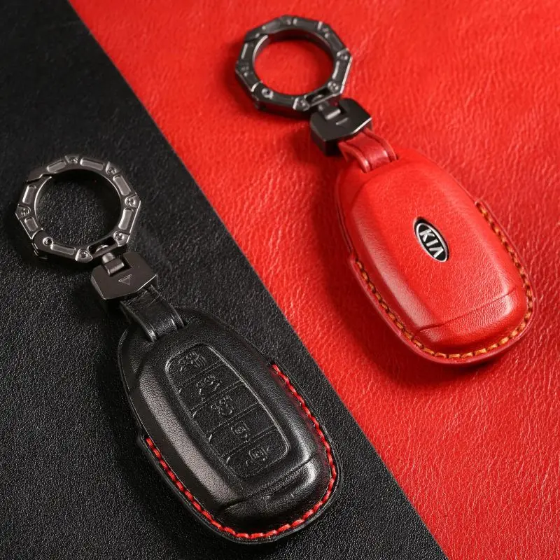 leather key cover for Hyundai key fob covers including Elantra, Sonata, Tucson, Santa Fe, IX35,  Veloster.