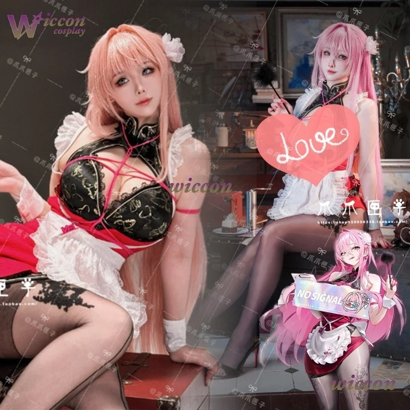 

Костюм для косплея Wuhuu/ Velvet: Сексуальное платье, парик, наряд горничной в китайском стиле для женщин, для Хэллоуина, костюм для косплея NiIKKE Velvet