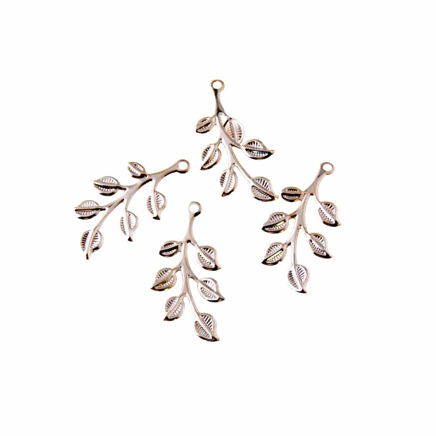 Retail 50Pcs Olive branch Filigree Wraps Connectors Metal Crafts Gift Decoration DIY 36x20mm