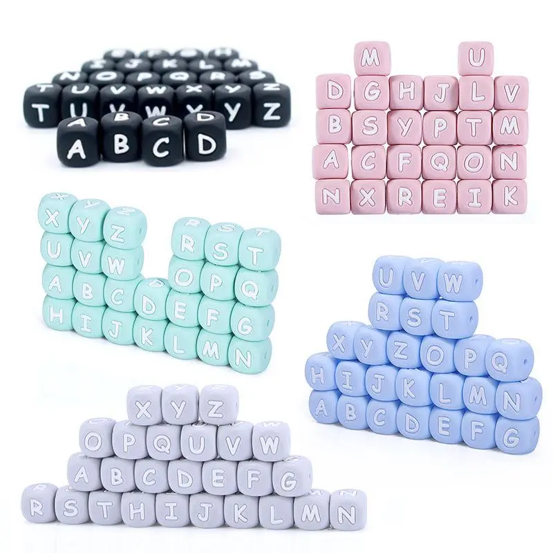 

26pcs Baby Safe Silicone Alphabet Beads 12mm Pacifier Necklace DIY Charm Supply