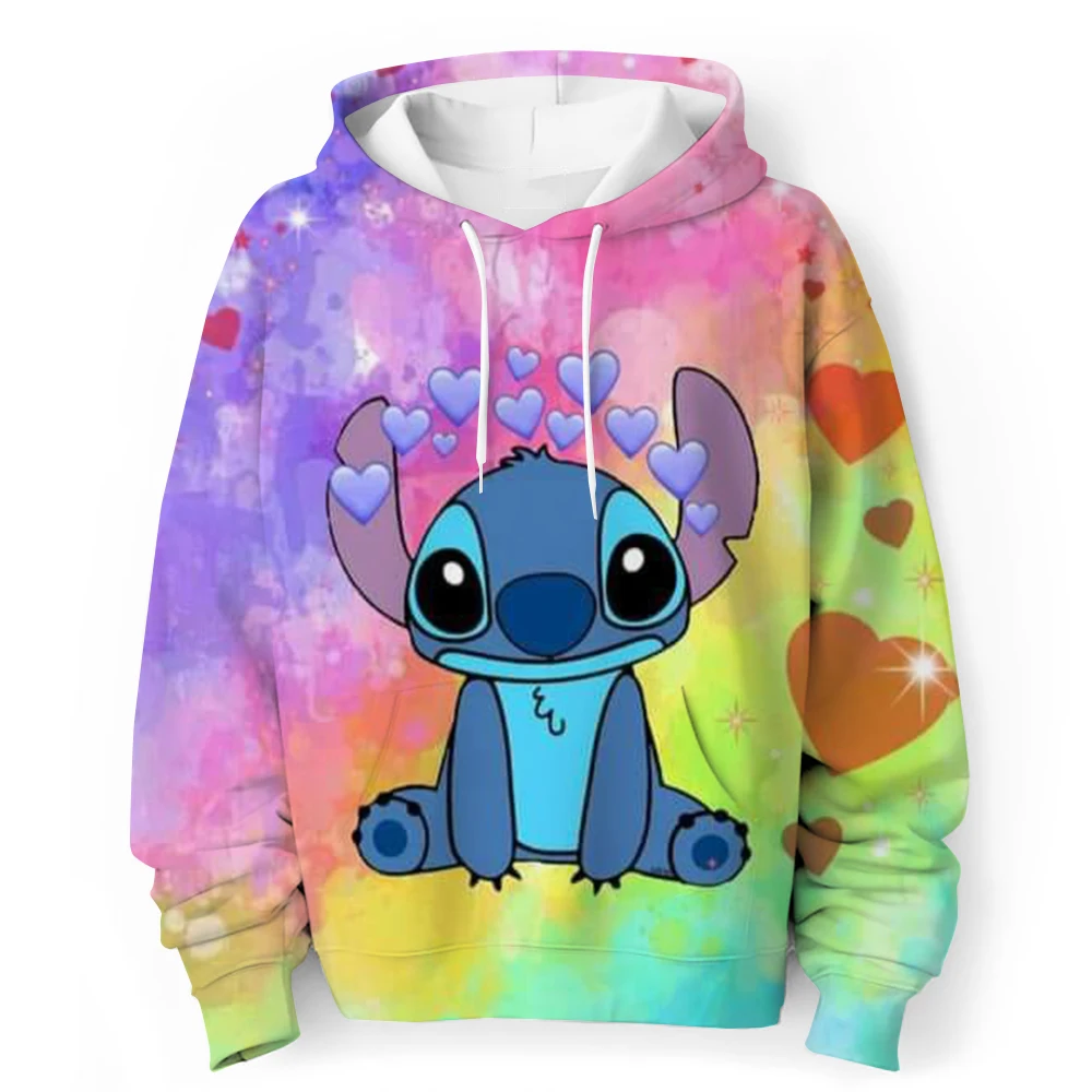 Stitch Iong-sleeved Sweatshirt For Girls Merry Christmas Autumn Thin Round Neck Sweatshirt Anime Cartoon Joint Fashion Trend Top