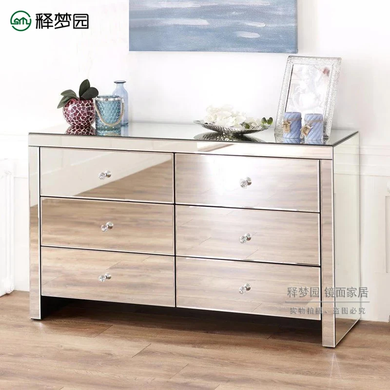 European Mirror Furniture Fashion Mirror Edge Cabinet, Decorative Cabinet, Postmodern Entrance Cabinet Drawer Locker 3041