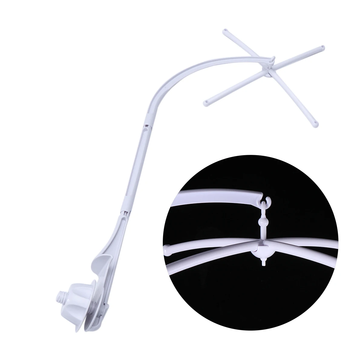

66Cm Baby Crib Mobile Holder Arm Bracket Replacement White Universal 360 Degree Rotating Abs Bed Bell Rack For Infant Toddler