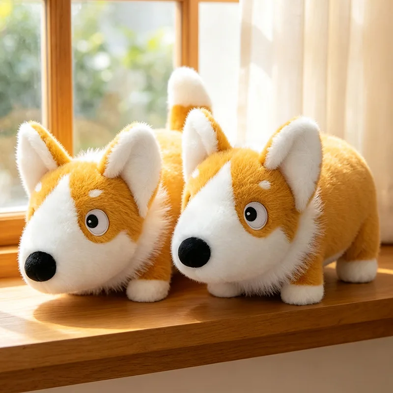 New Cross Border Corgi Dog Plush Toy Cartoon Puppy Stuffed Animal Kids Soothing Pillow Lying Soft Doll Home Decor Birthday Gift