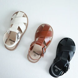 Genuine Leather Baby Boy's Sandals High Quality Cowhide Summer Girls casual Shoes non-slip Children's beach Sandals