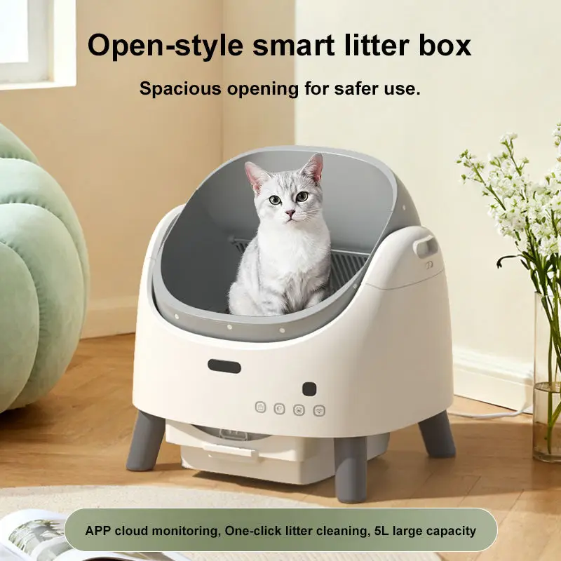OEM Extra Large Self Cleaning Litter Box Multiple Cats Open-Top Odor Control Electric Automatic Intelligent Dust-Free Cat Toilet