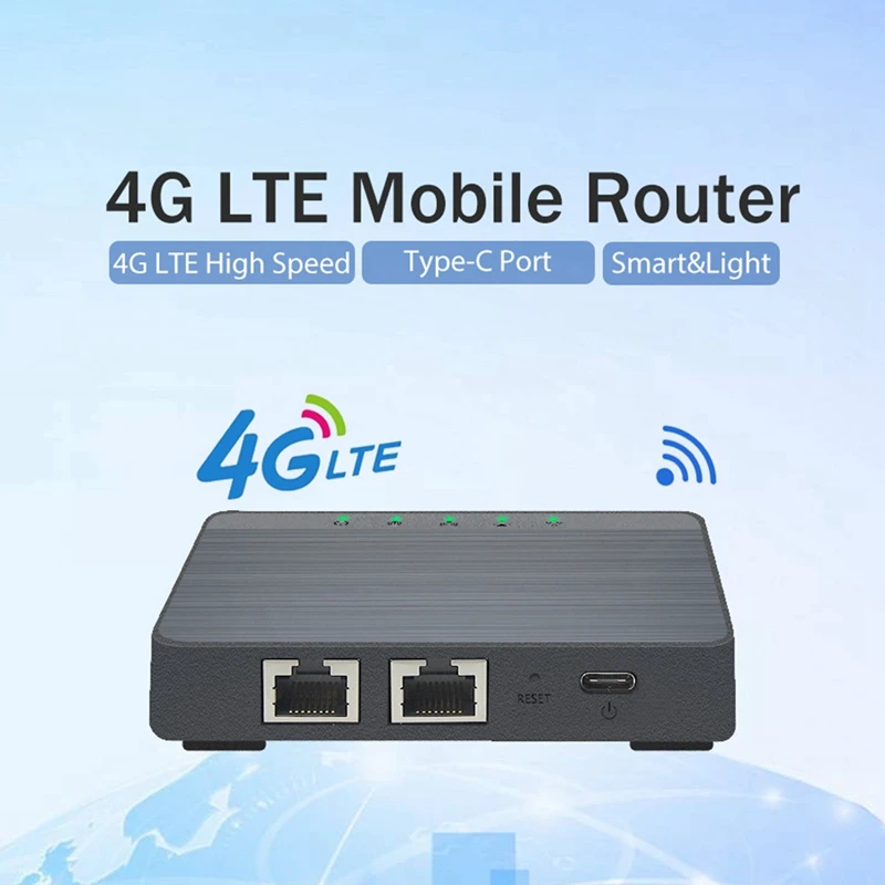 4G LTE Internet Router With Sim Card Slot Unlocked Mobile Hotspot Modem Wifi Typec Port 300Mbps Wireless Lan