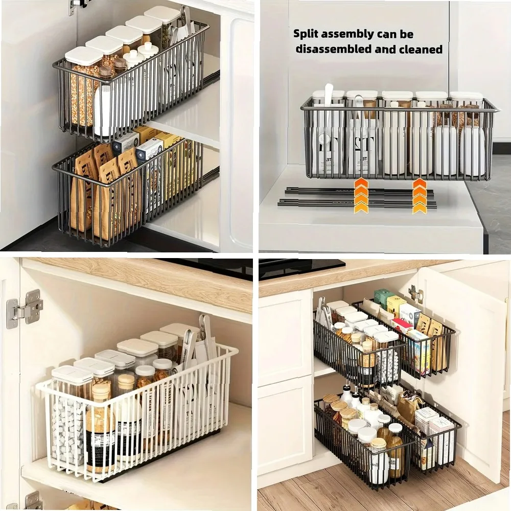 

Under Sink Pull Out Cabinet Organizer, Slide-Out Drawer Storage Basket for Kitchen Sideboard & Sliding Rack