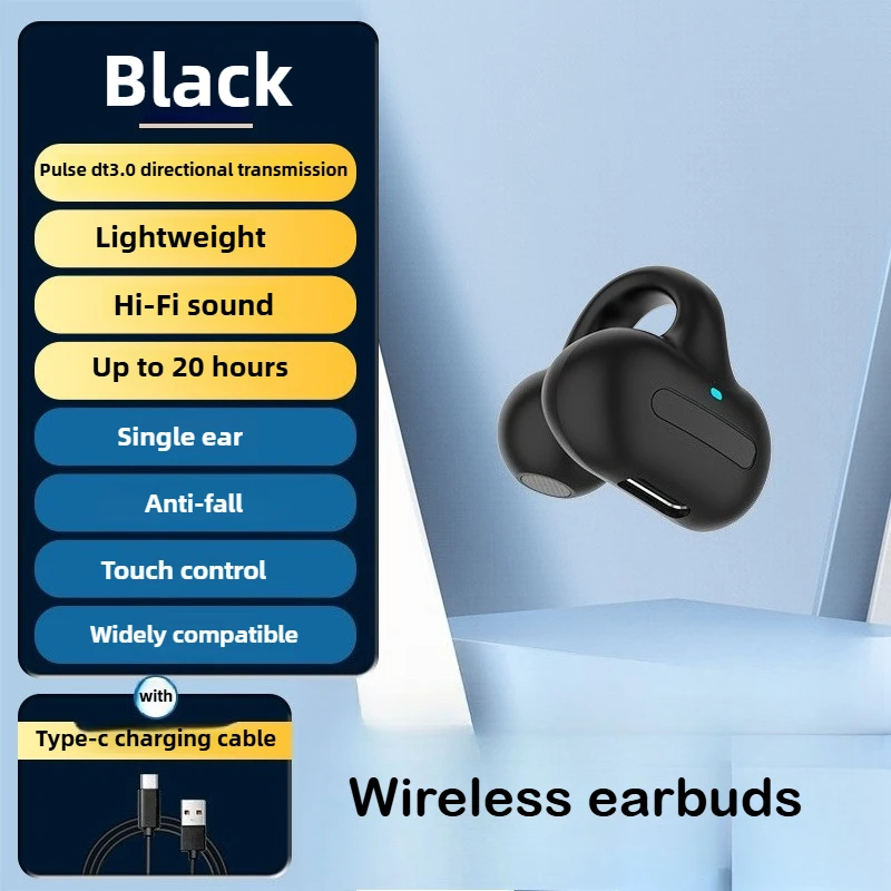 New MS8 Bluetooth Headset Single Double Clip Hanging Bone Conduction Earphones External Stereo Sound TWS True Wireless Earbuds