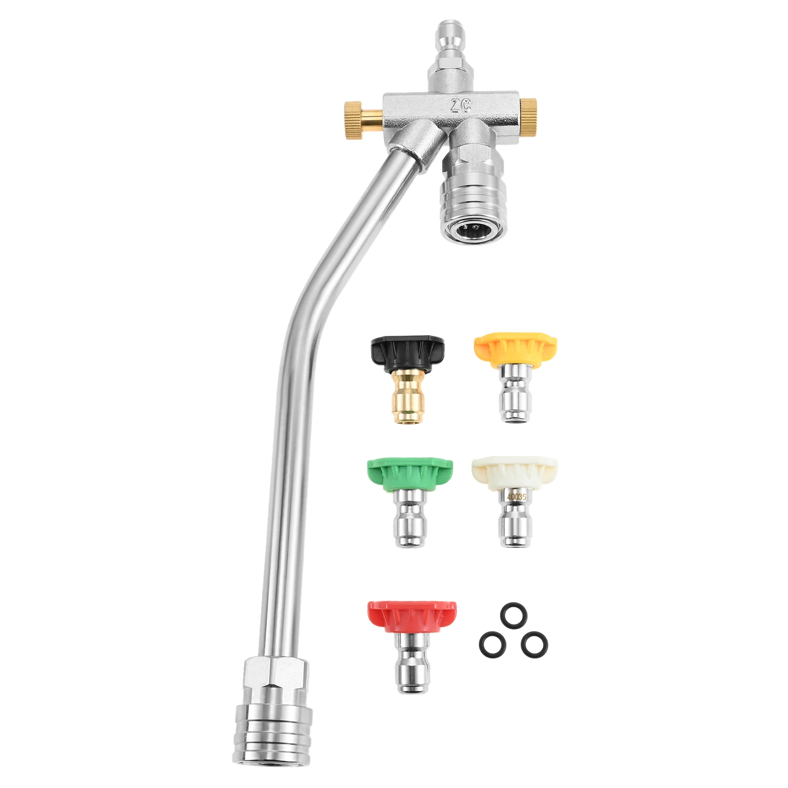 

1Pc Dual Lance Pressure Washer Wand Accessories With 5 Nozzle Tips 1/4” Quick Connector For Power Washer Nozzle Snow Foam Cannon