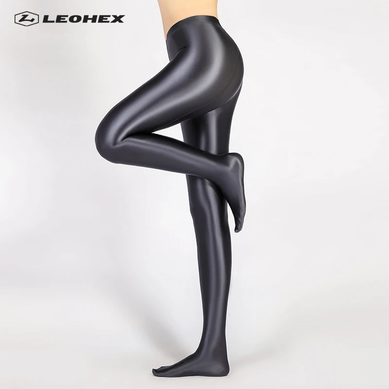 LEOHEX-pantimedias opacas brillantes de LICRA para mujer, medias sexys de cintura alta, pantalones de yoga para entrenamiento, leggings deportivos