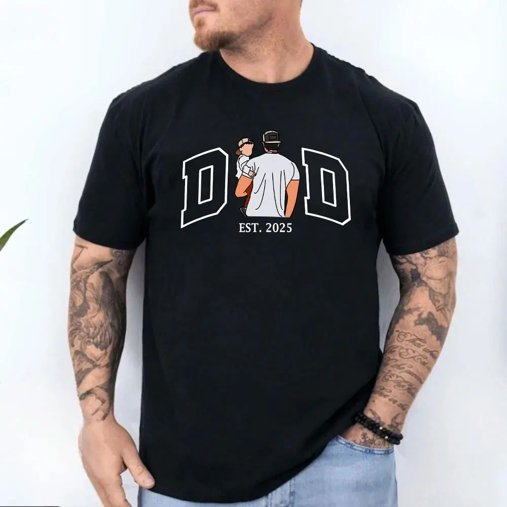 

Подарочная рубашка на день отца, мужская рубашка с персонализированным портретом папы, семейный дизайн, хлопковая футболка, подарок для мужа, мужская одежда на день рождения