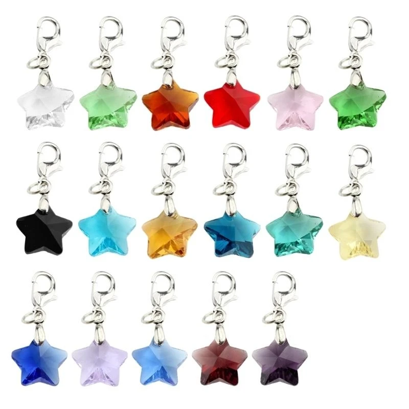 Porte-clés coloré en forme d'étoile à cinq branches, perles fermoir à homard, pendentif, bijoux en alliage, collier,