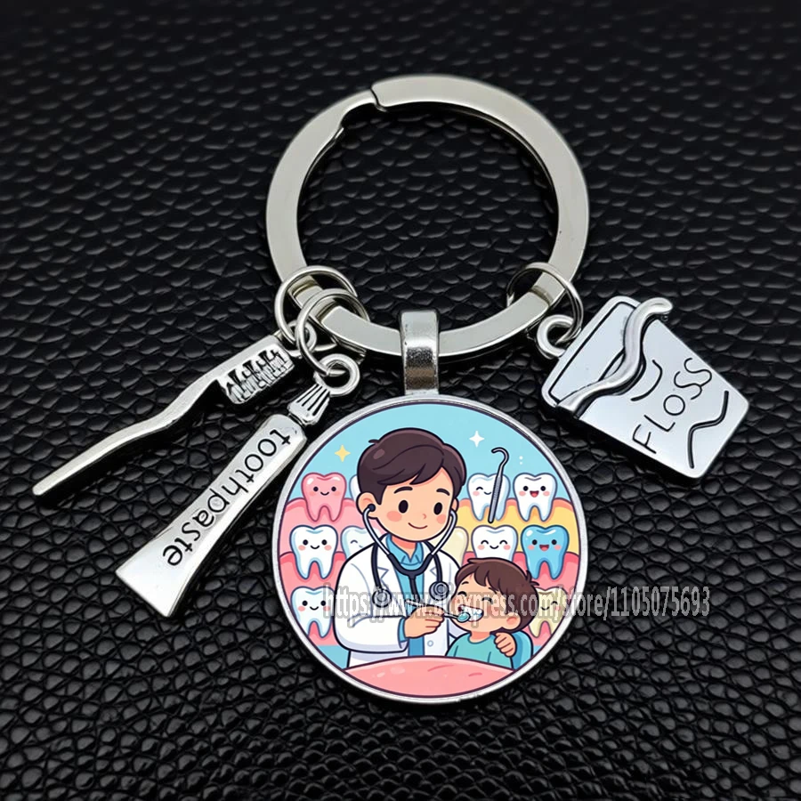 Creative Keychains Teeth Toothpaste teeth care keychains male and female dentists nurses jewelry gifts wholesale